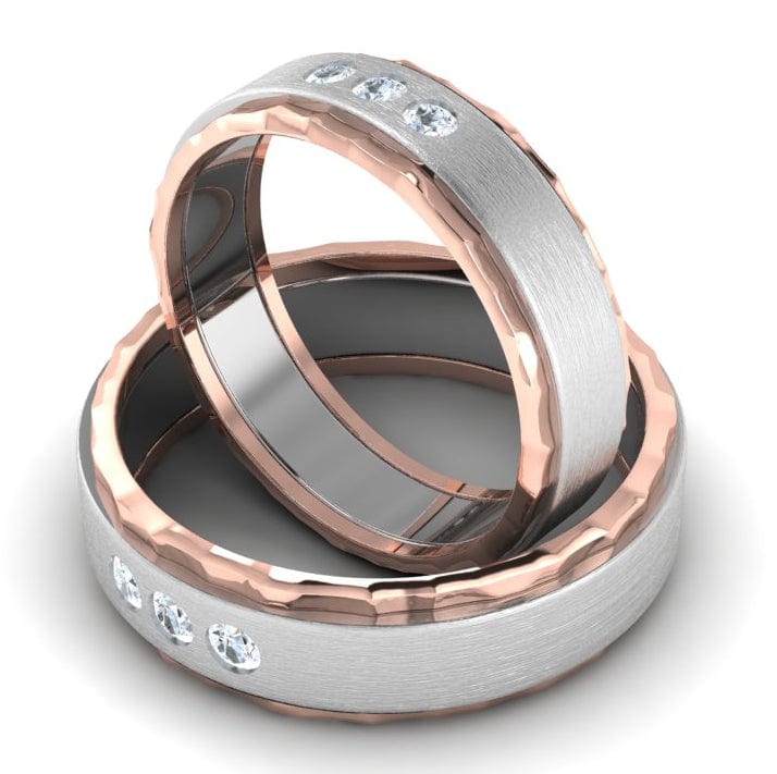 Chess Couple Rings in Platinum & Rose Gold with Single Diamonds JL PT –