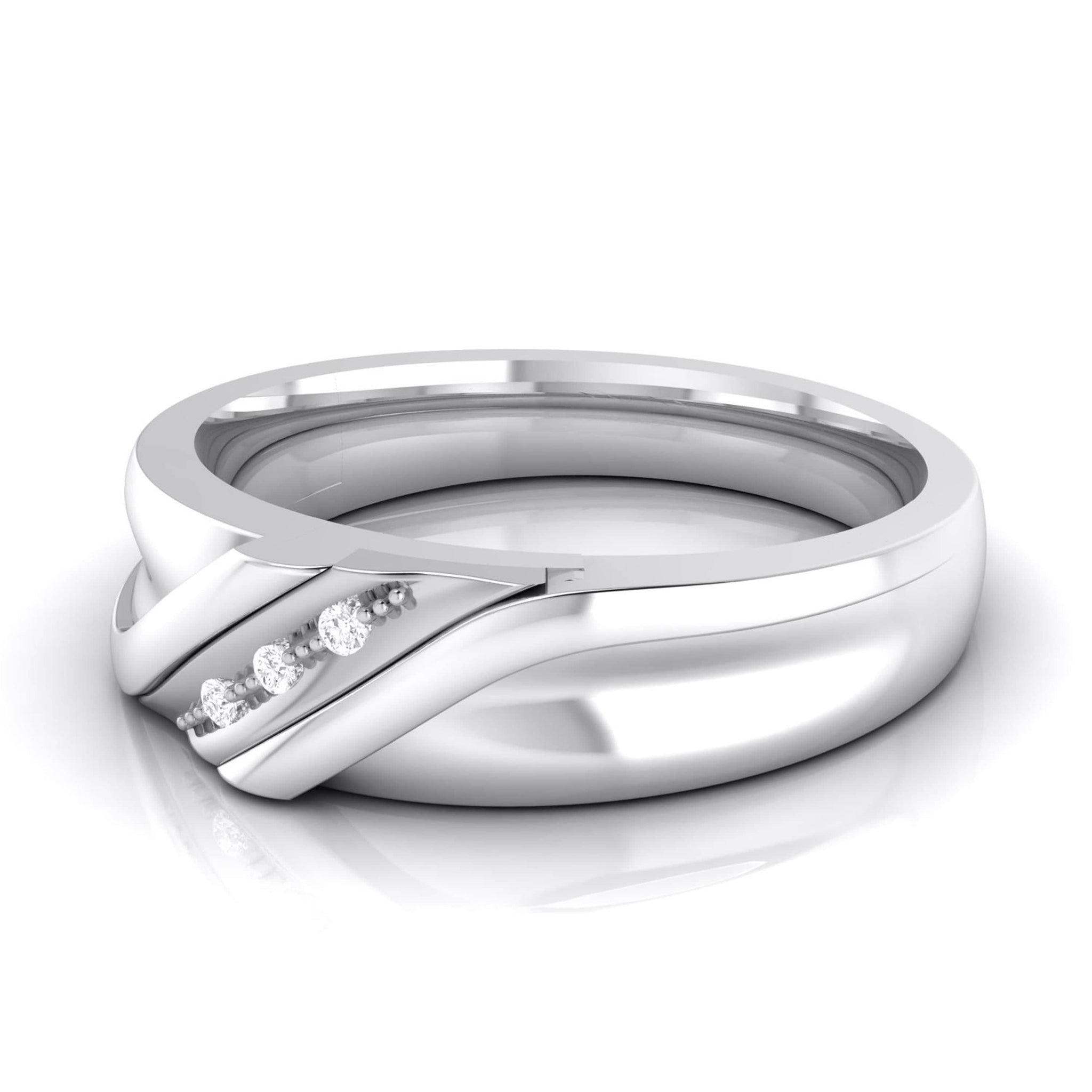 Jewelove™ Rings Designer 3 Diamond Platinum Ring for Women JL PT R-8036