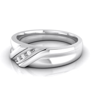 Jewelove™ Rings Designer 3 Diamond Platinum Ring for Women JL PT R-8036