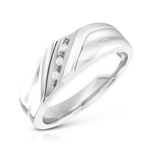 Jewelove™ Rings Designer 3 Diamond Platinum Ring for Women JL PT R-8036