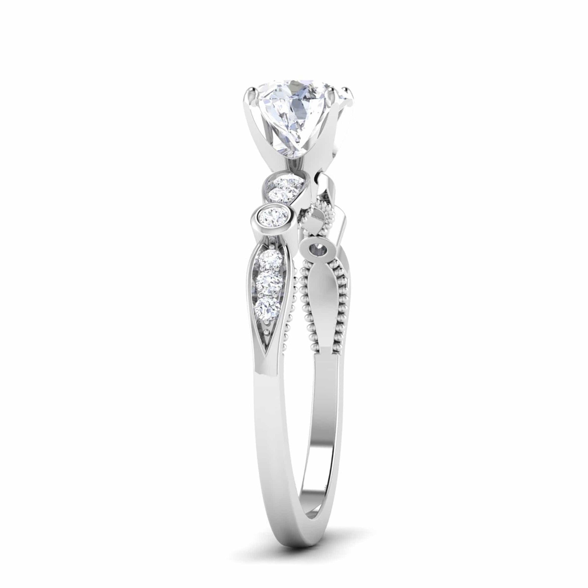 Jewelove™ Rings J VS / Women's Band only Designer 30 Pointer Platinum Diamond Shank Solitaire Engagement Ring JL PT 6581