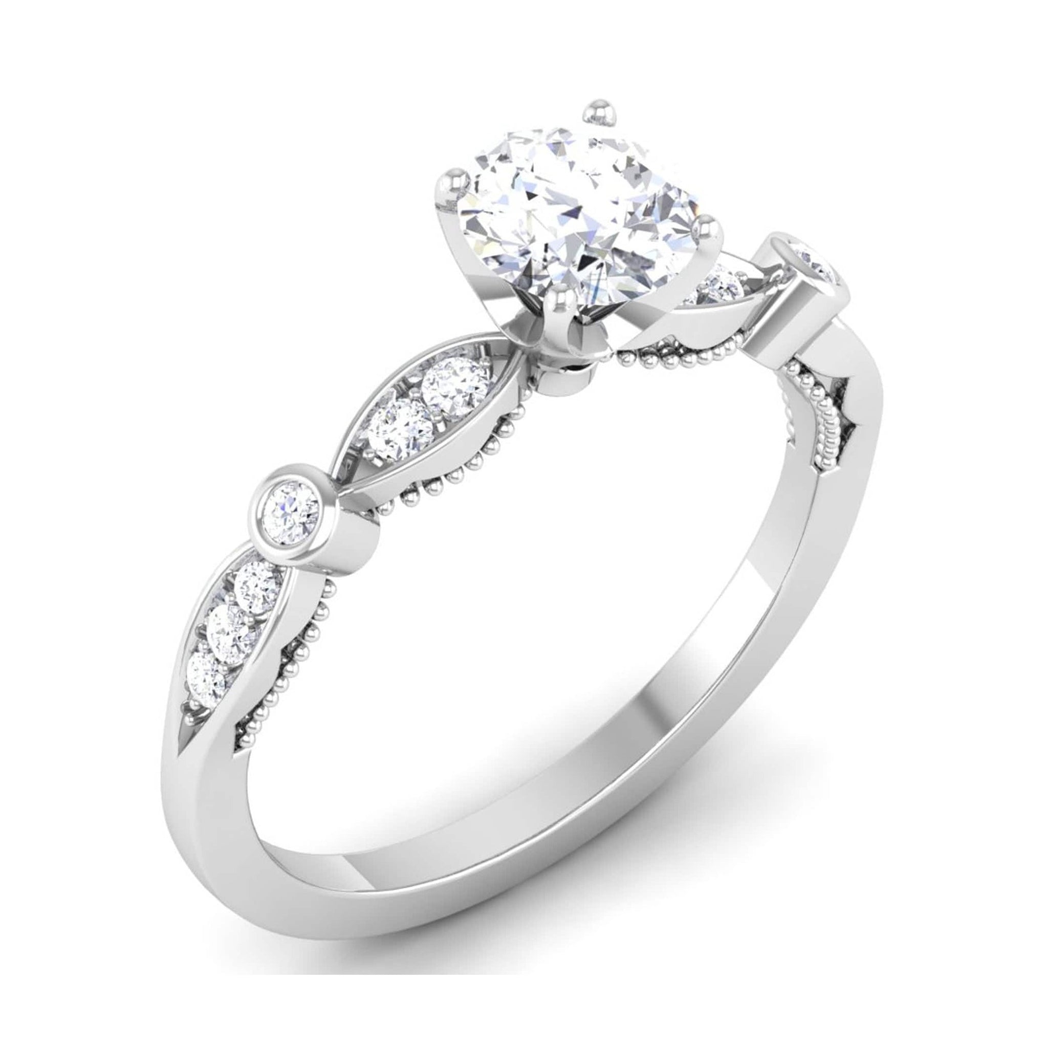 Jewelove™ Rings J VS / Women's Band only Designer 30 Pointer Platinum Diamond Shank Solitaire Engagement Ring JL PT 6581