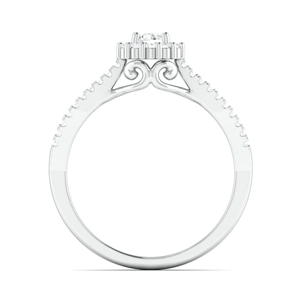 Jewelove™ Rings Designer 30-Pointer Platinum Halo Solitaire Ring with Split Shank JL PT 976