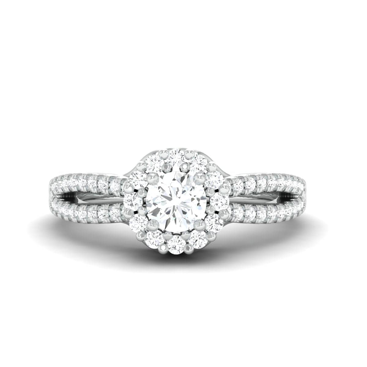 Jewelove™ Rings Designer 30-Pointer Platinum Halo Solitaire Ring with Split Shank JL PT 976