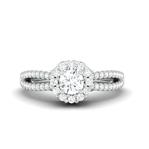 Jewelove™ Rings Designer 30-Pointer Platinum Halo Solitaire Ring with Split Shank JL PT 976