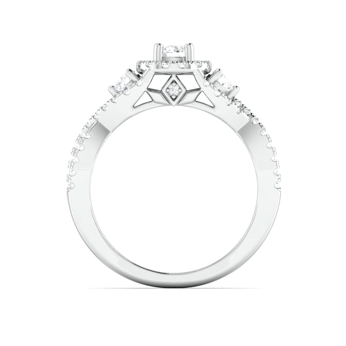 Jewelove™ Rings Designer 30-Pointer Platinum Solitaire Ring with Diamonds JL PT 982