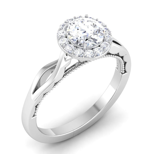 Perspective View of 30 Pointer Halo Platinum Solitaire Engagement Ring JL PT 6579