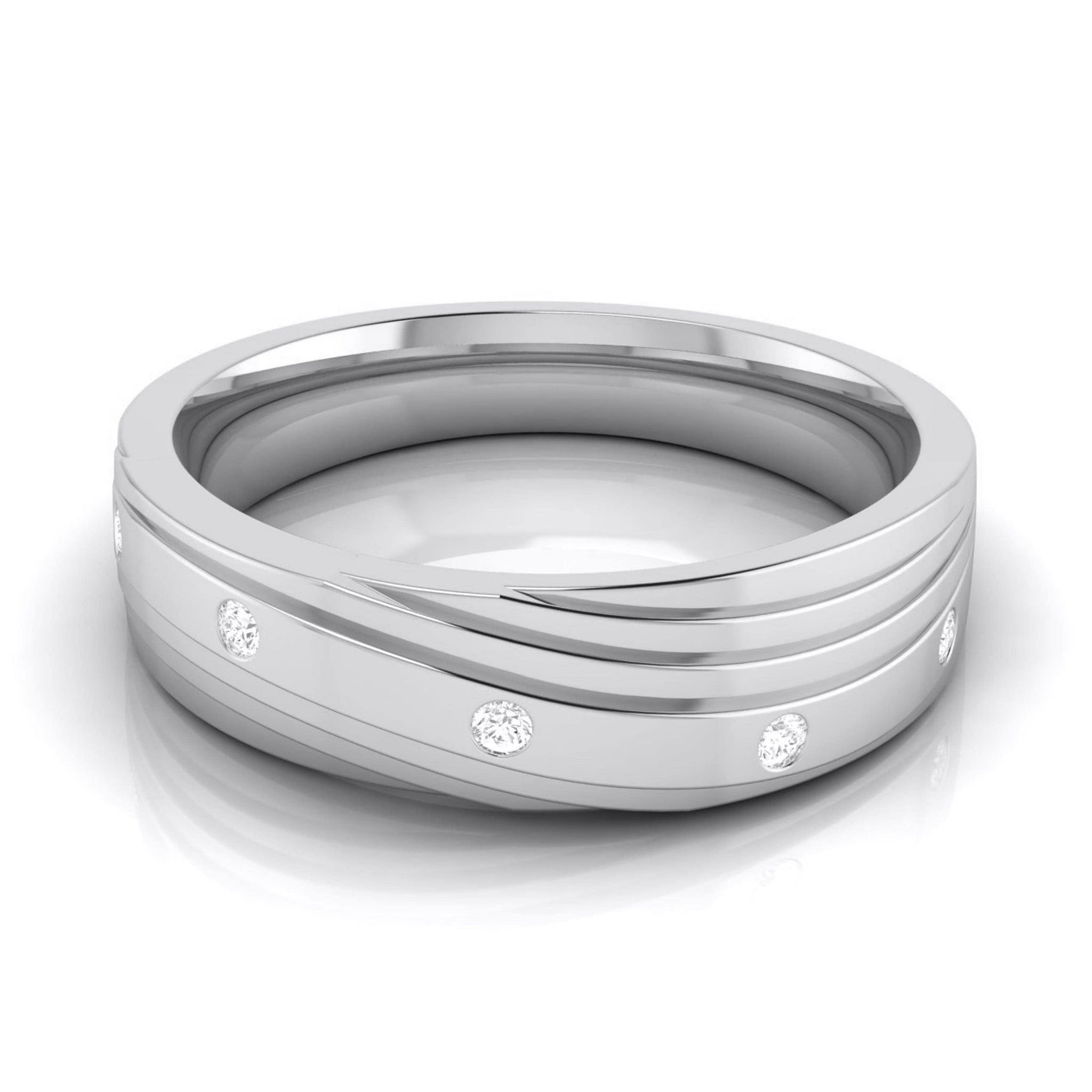 Jewelove™ Rings Designer 4 Diamond Platinum Love Bands JL PT R-8019