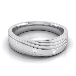 Jewelove™ Rings Designer 4 Diamond Platinum Love Bands JL PT R-8019