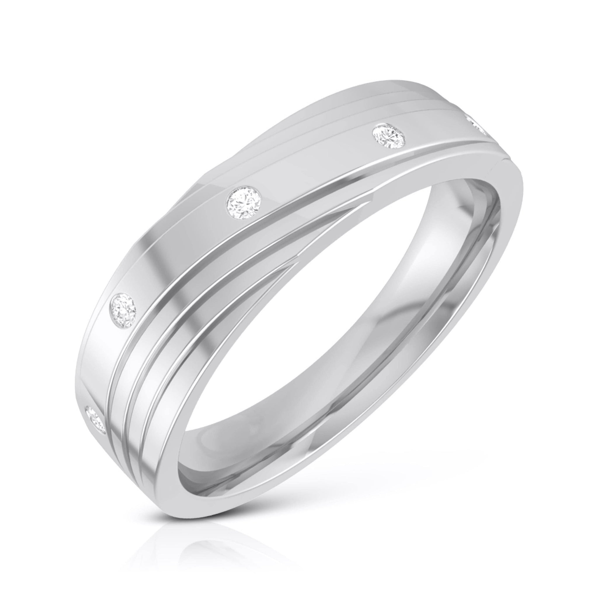 Jewelove™ Rings Men's Band only / SI IJ Designer 4 Diamond Platinum Love Bands JL PT R-8019