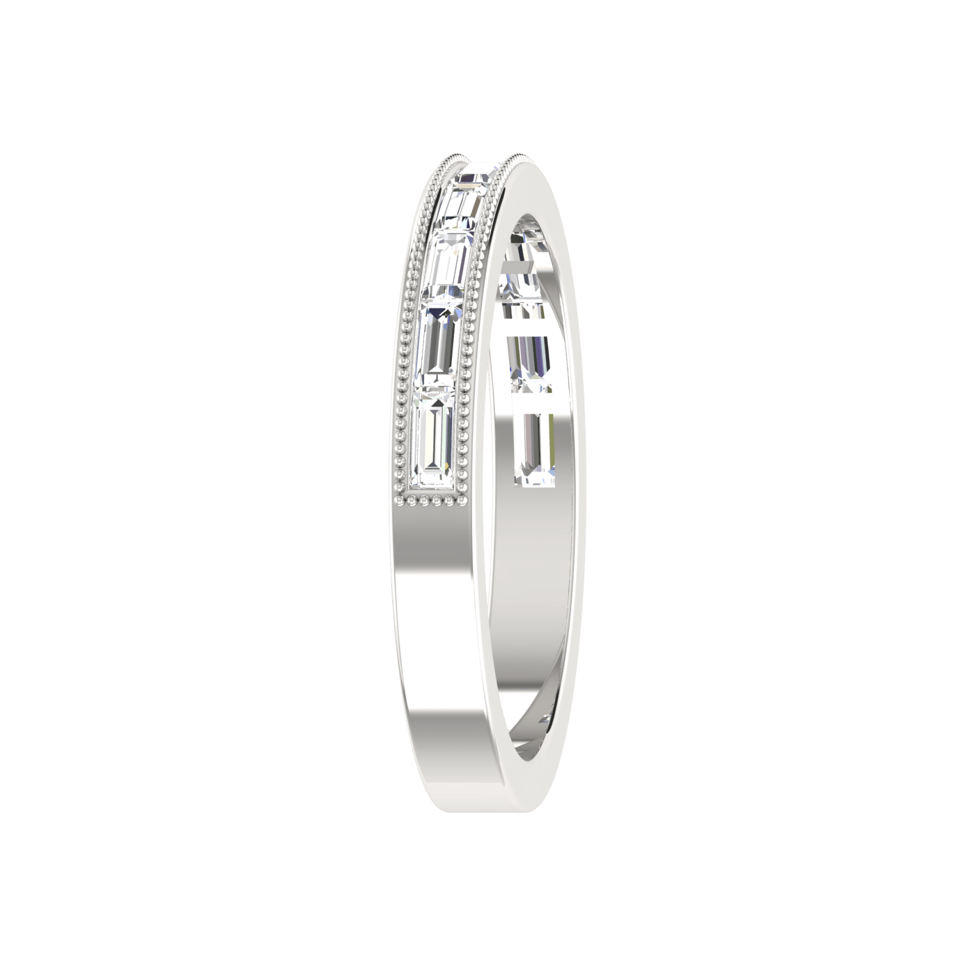 Jewelove™ Rings VS GH / Women's Band only Designer Baguette Diamond Half Eternity Platinum Wedding Ring JL PT RD RN 6852