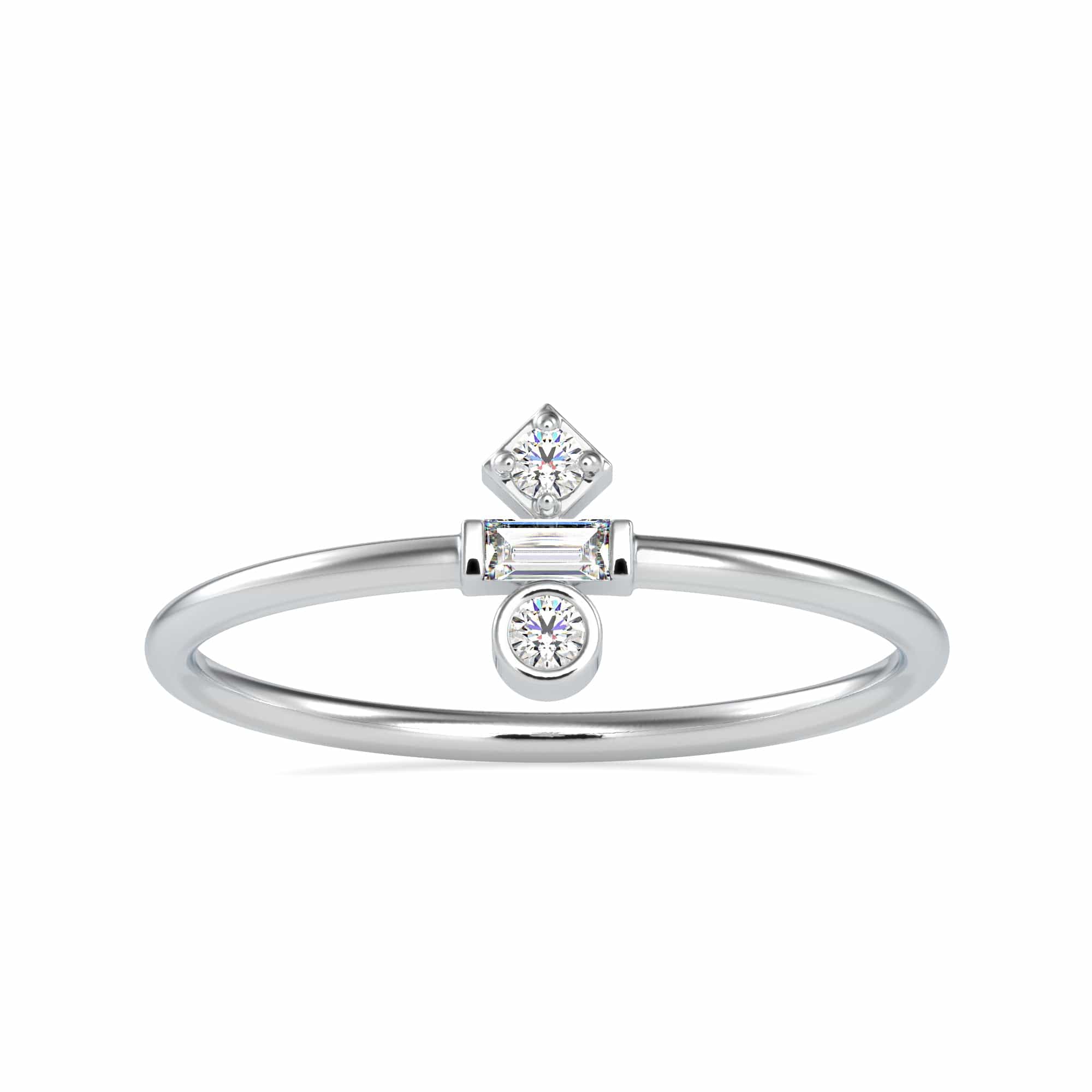 Jewelove™ Rings Women's Band only / VS GH Designer Baguette Platinum Diamond Engagement Ring JL PT 0635