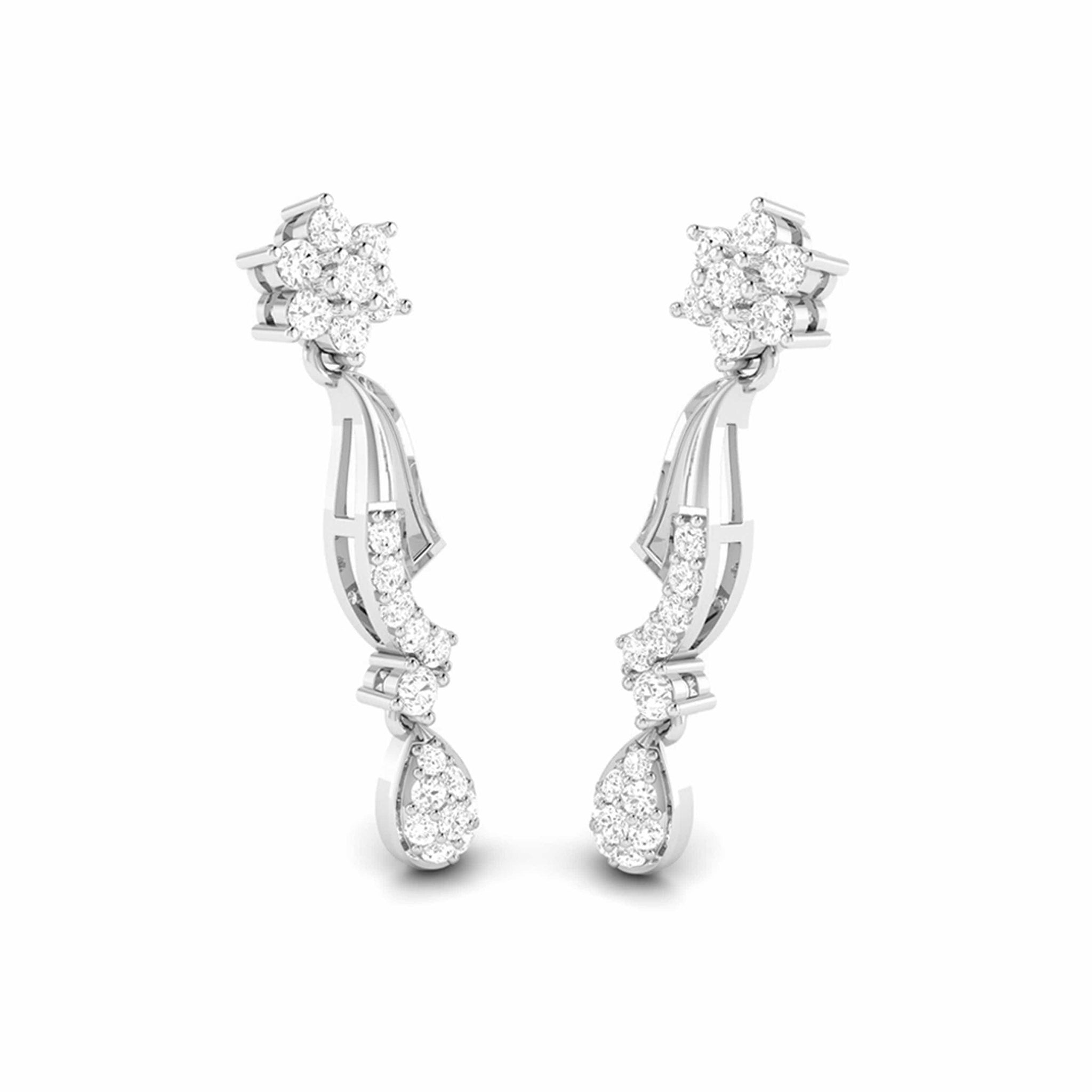 Jewelove™ Earrings Designer Beautiful Platinum Earrings with Diamonds for Women JL PT E N-33