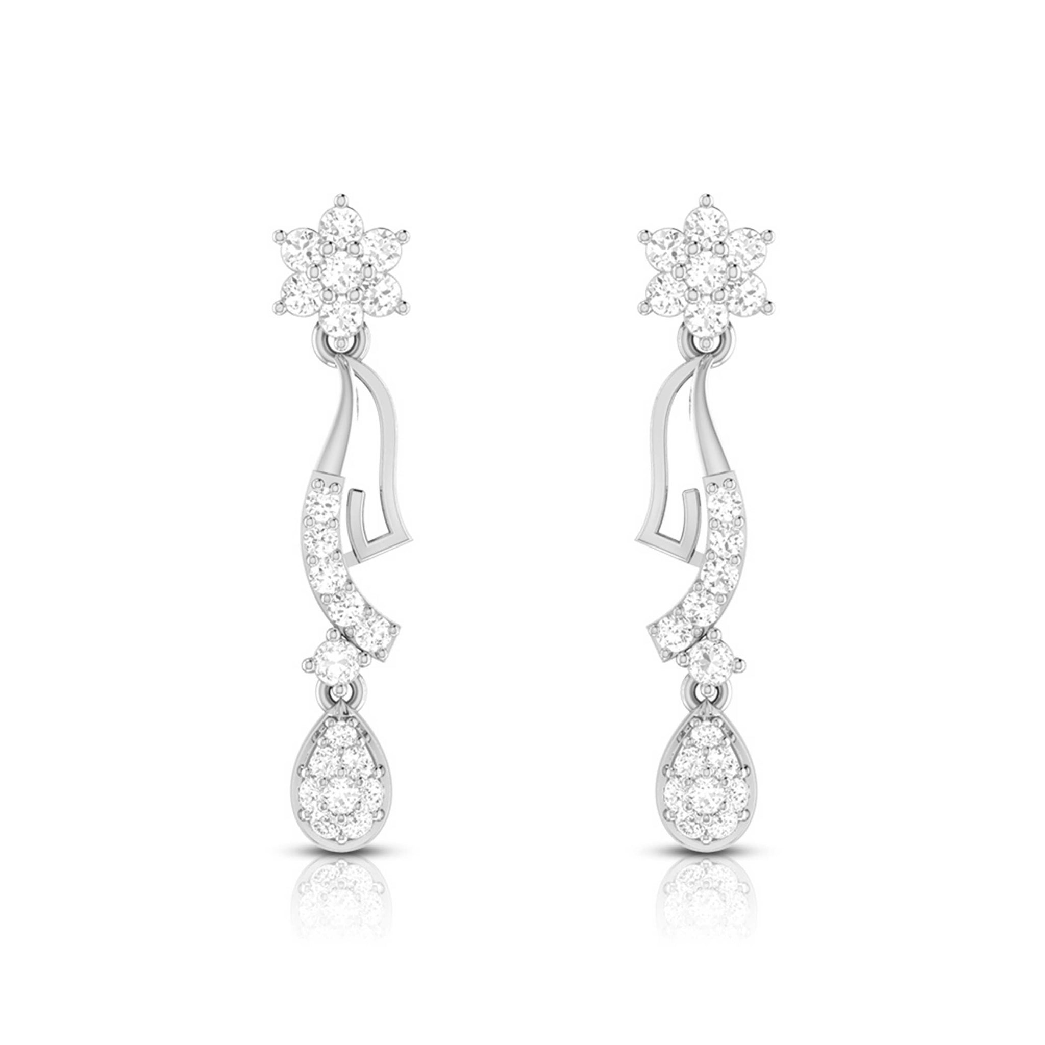 Jewelove™ Earrings SI IJ Designer Beautiful Platinum Earrings with Diamonds for Women JL PT E N-33