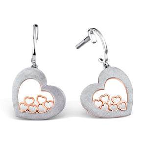 Jewelove™ Earrings Designer Bouquet of Hearts Platinum & Rose Gold Earrings JL PT E 215