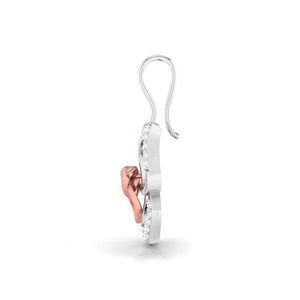 Side View of Designer Platinum of Rose Pendant Earring with Diamonds JL PT P 8080