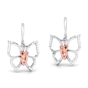 Perspective View of Designer Platinum of Rose Pendant Earring with Diamonds JL PT P 8080