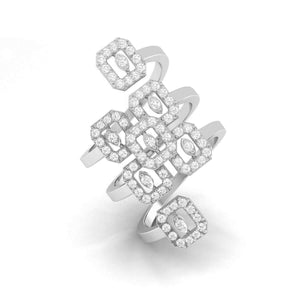 Jewelove™ Rings Designer Cocktail Platinum Ring with Diamonds for Women JL PT R-001