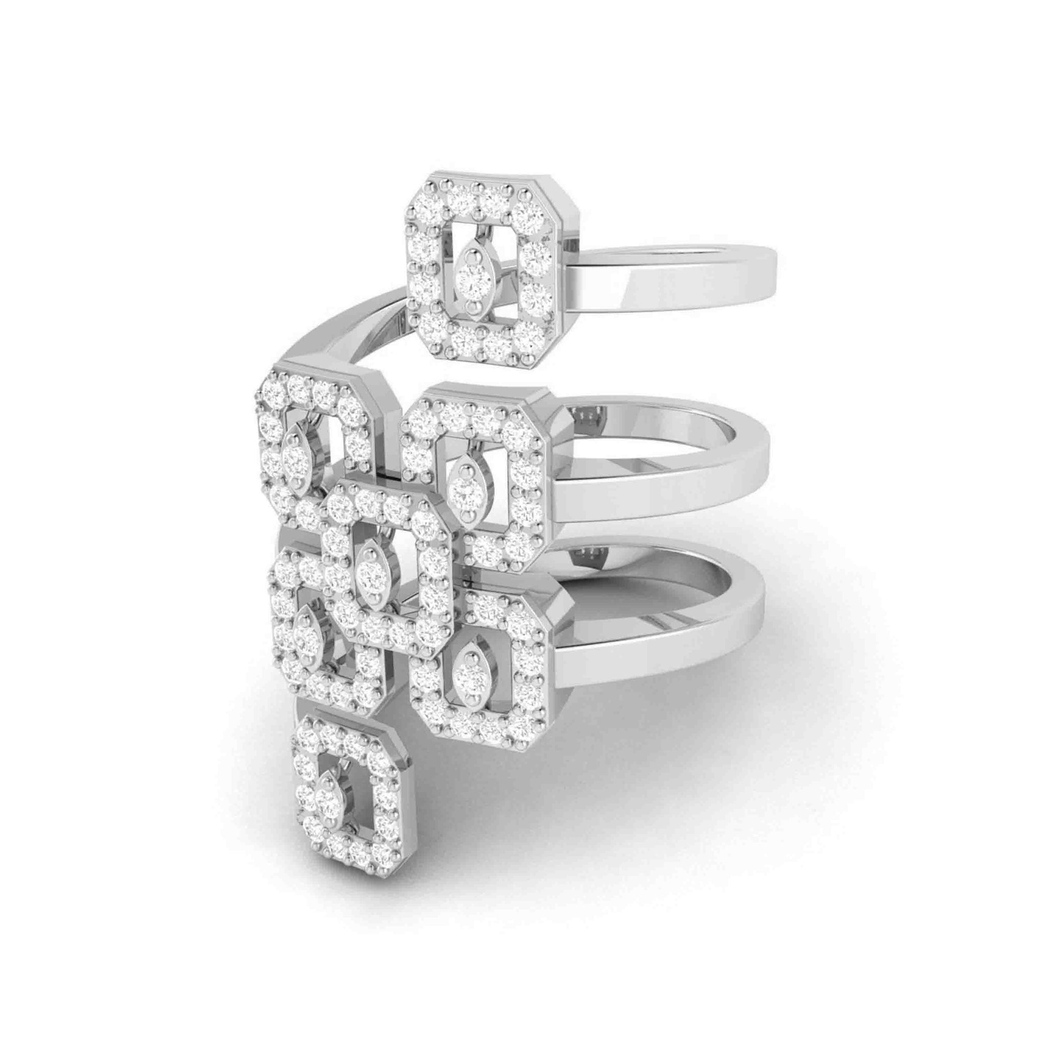 Jewelove™ Rings Designer Cocktail Platinum Ring with Diamonds for Women JL PT R-001