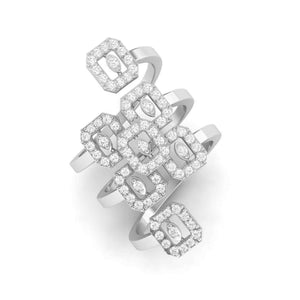 Jewelove™ Rings Designer Cocktail Platinum Ring with Diamonds for Women JL PT R-001