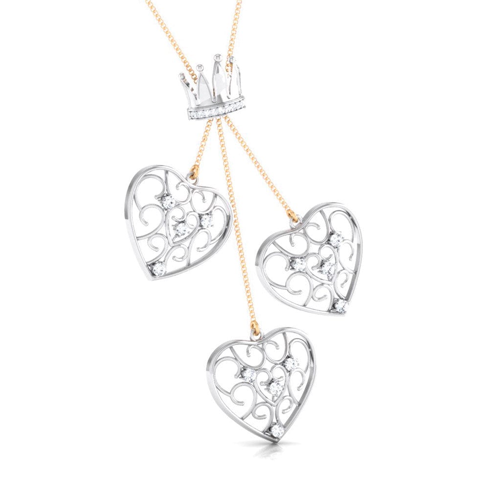 Jewelove™ Necklaces & Pendants Designer Crown & Heart Platinum & Rose Gold Pendant with Diamonds JL PT P 8216