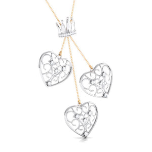 Jewelove™ Necklaces & Pendants Designer Crown & Heart Platinum & Rose Gold Pendant with Diamonds JL PT P 8216