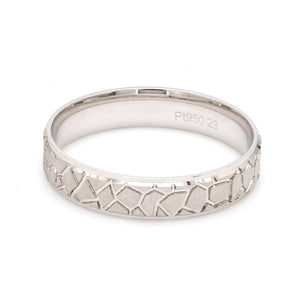 Jewelove™ Rings Designer Designer Shiny Hammer-like Texture Platinum Love Bands JL PT 1024