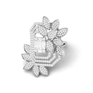 Jewelove™ Rings Designer Diamond Flower Cocktail ring in Platinum for Women JL PT R 005