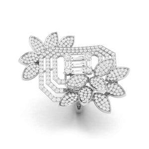 Jewelove™ Rings Designer Diamond Flower Cocktail ring in Platinum for Women JL PT R 005