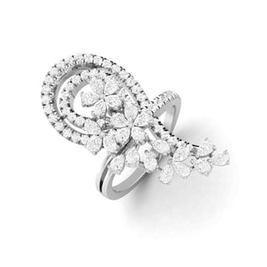 Jewelove™ Rings Designer Diamond Flower Cocktail ring in Platinum for Women JL PT R 007