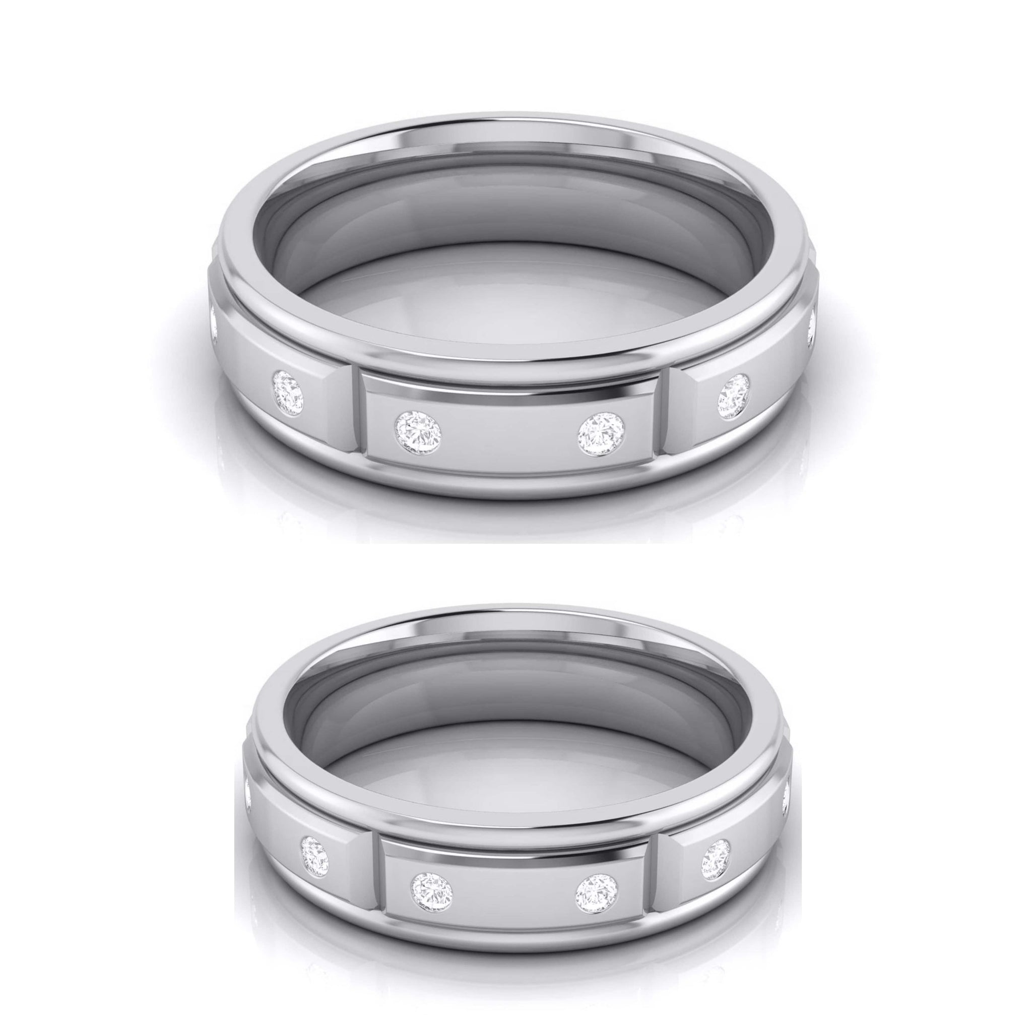 Jewelove™ Rings Both / SI IJ Designer Diamond Platinum Love Bands JL PT R-8021