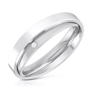 Jewelove™ Rings Men's Band only / SI IJ Designer  Diamond Platinum Love Bands JL PT R-8032