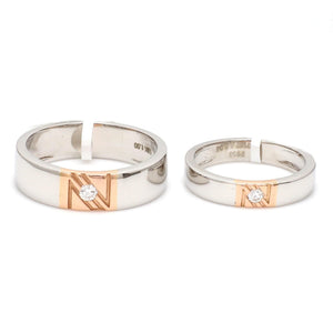 Jewelove™ Rings Both / SI IJ Designer Diamond Platinum Rose Gold Couple Rings JL PT 1133