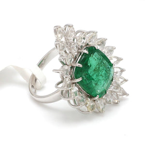 Jewelove™ Rings Women's Band only Designer Emerald Gold Ring with Rose Cut Diamonds for Women JL AU 22RG0095