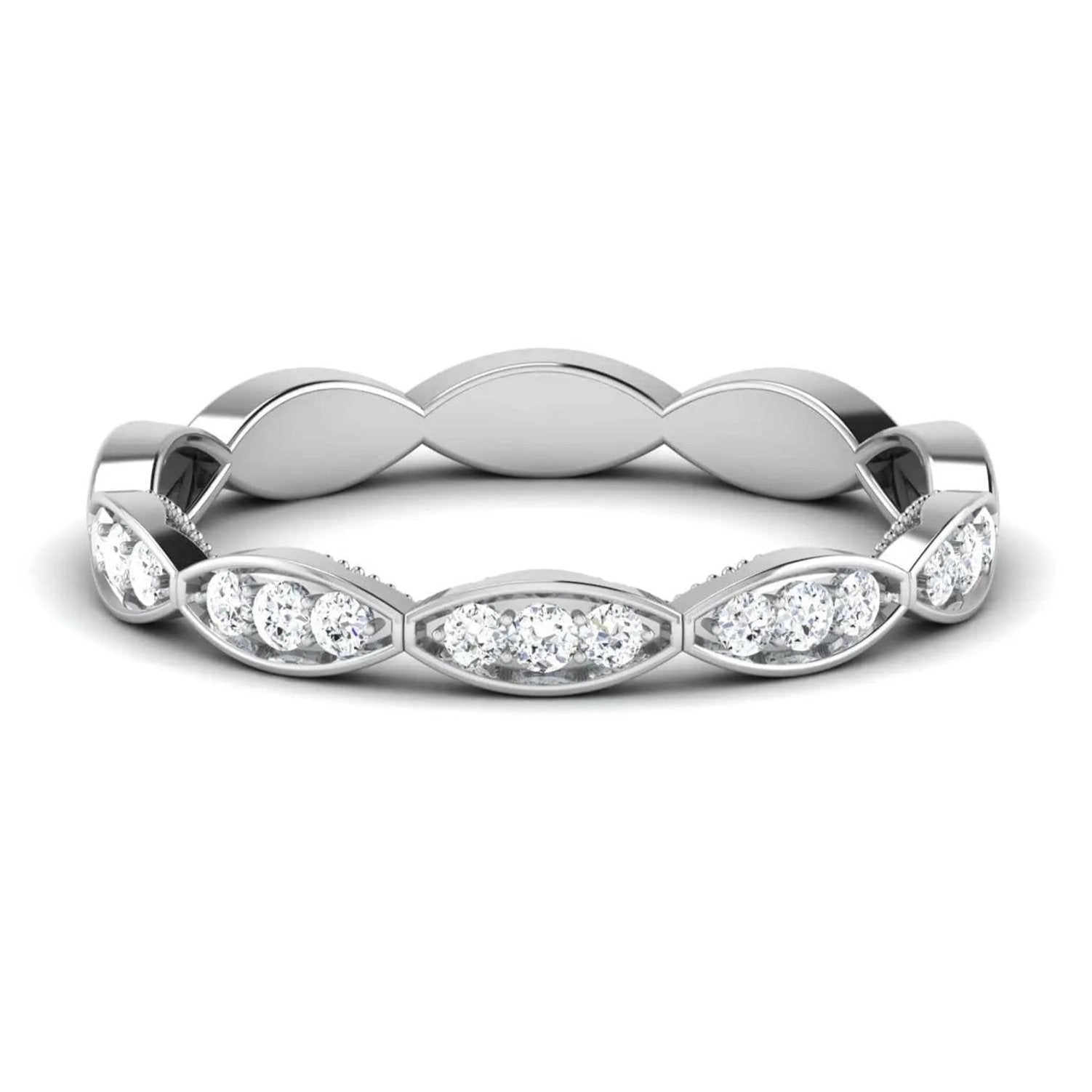 Jewelove™ Rings Designer Half Eternity Platinum Ring with Diamonds JL PT 442