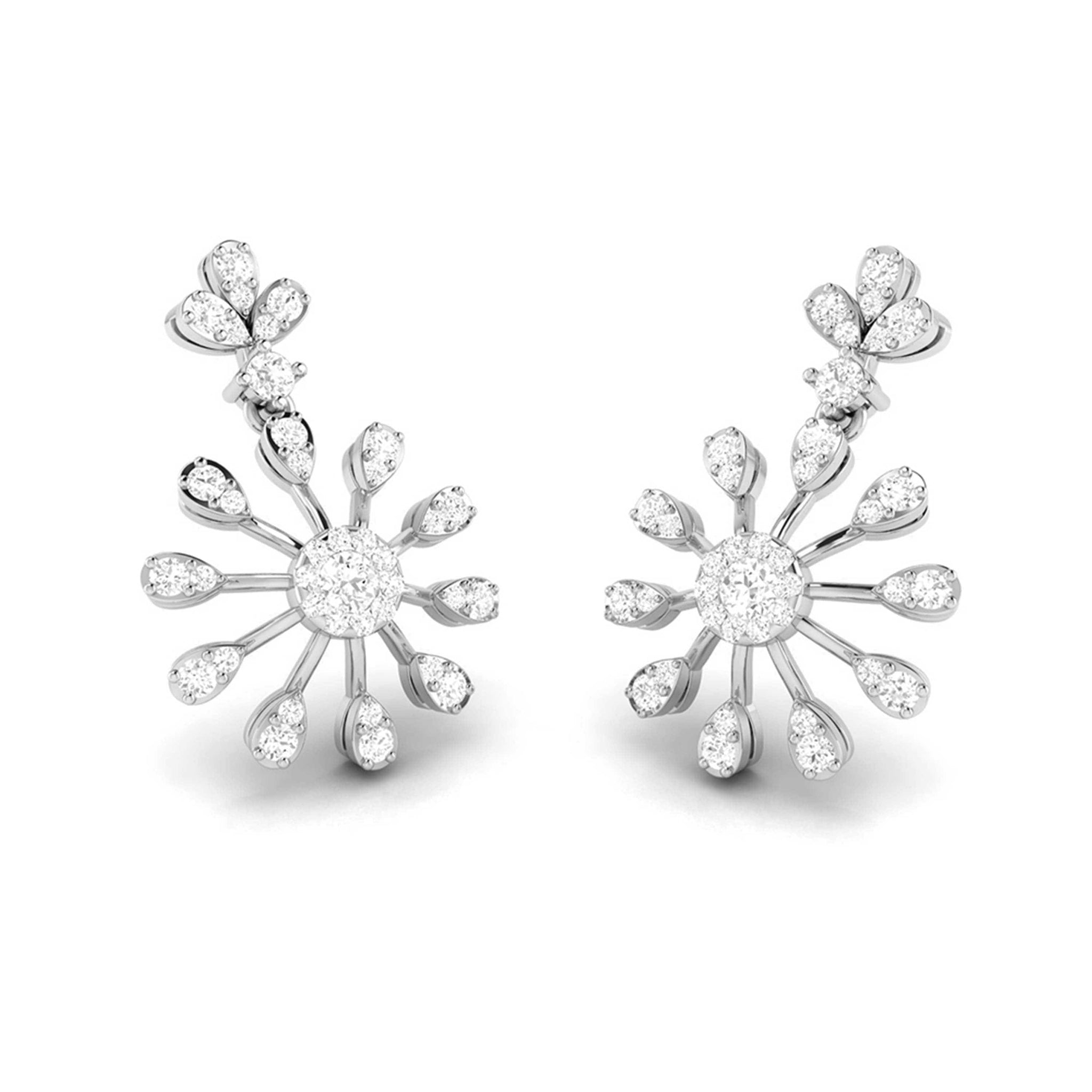 Jewelove™ Earrings Designer Hanging Clusters Platinum Earrings with Diamonds JL PT E NK-67