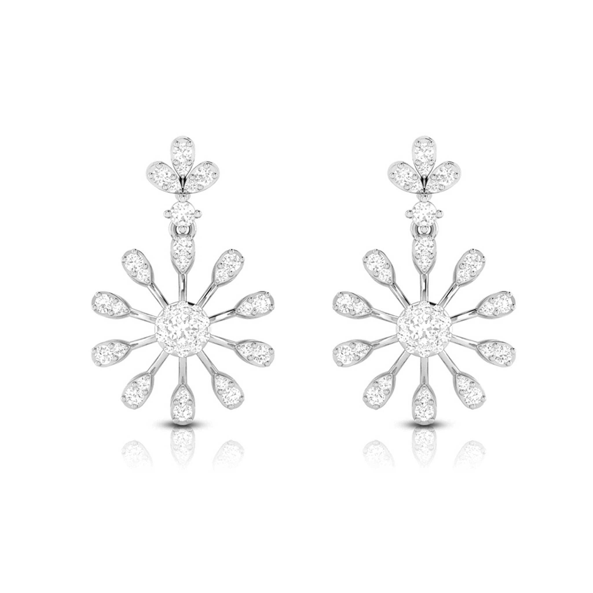 Jewelove™ Earrings SI IJ Designer Hanging Clusters Platinum Earrings with Diamonds JL PT E NK-67