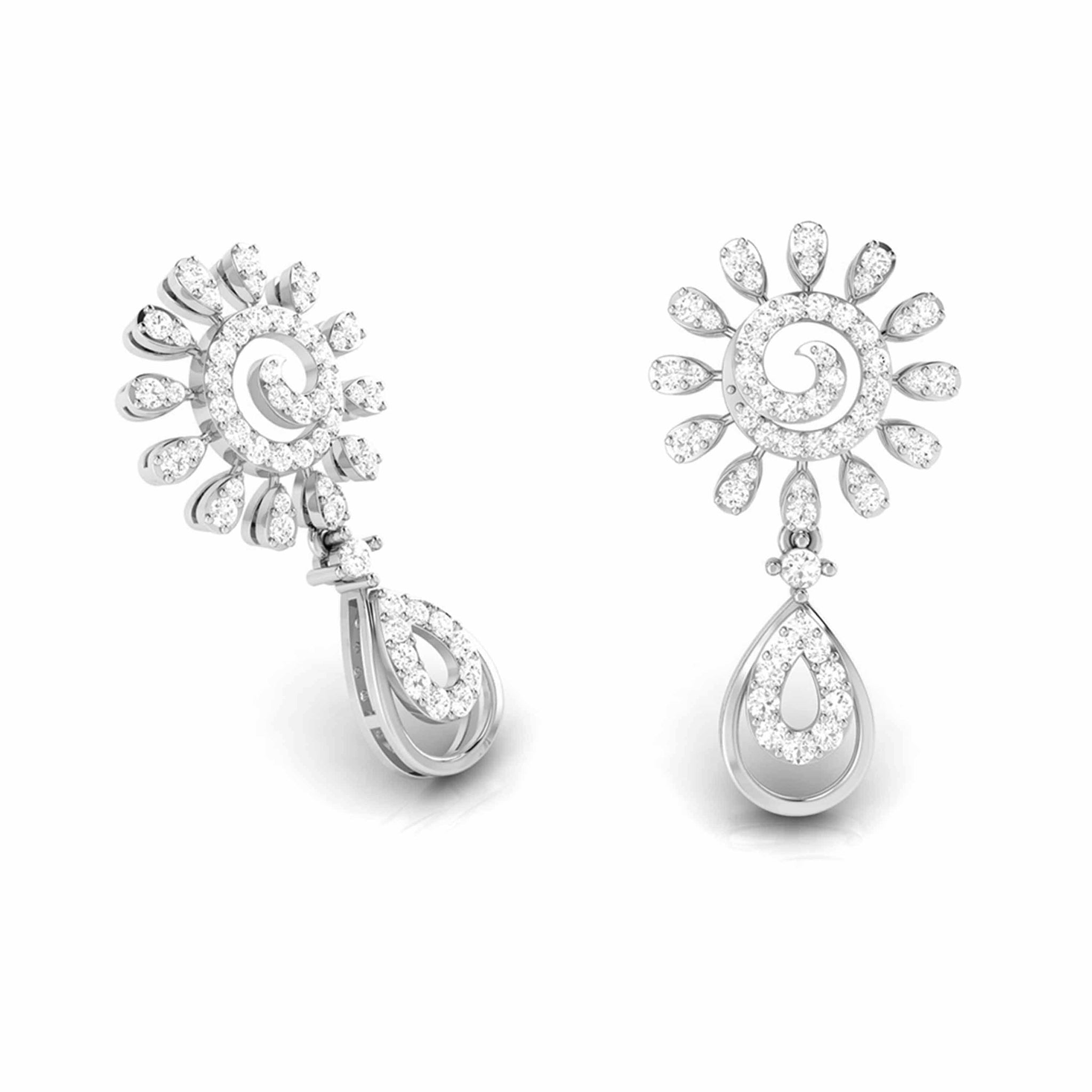 Jewelove™ Earrings Designer Hanging Clusters Platinum Earrings with Diamonds JL PT E NK-69