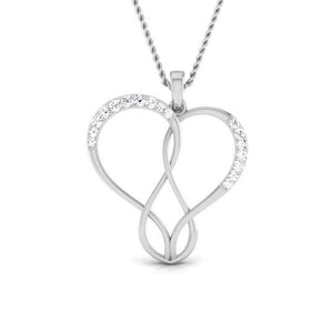 Front View of Platinum Heart Pendant with Diamonds JL PT P 8075