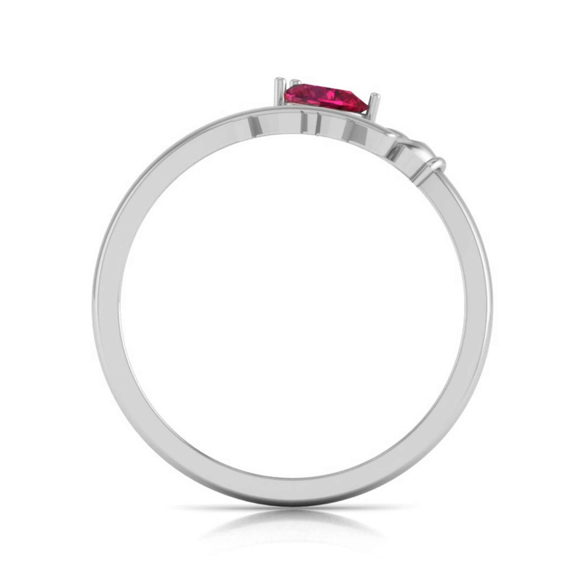 Jewelove™ Rings Women's Band only Designer Heart Ruby Platinum Ring for Women JL PT R8159