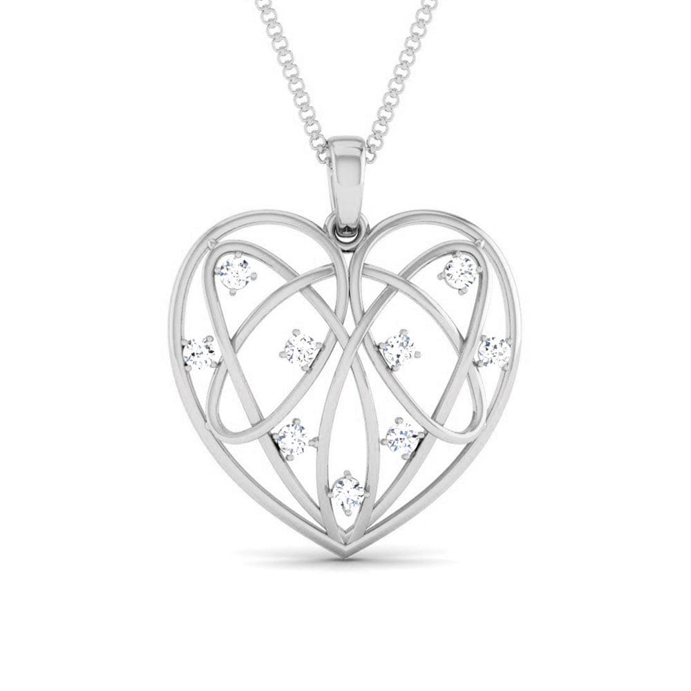 Front View of Platinum Love Pendant with Diamonds JL PT P 8103