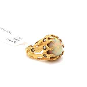 Jewelove™ Rings Women's Band only Designer Opal Gold Ring with Diamonds for Women JL AU ADR013