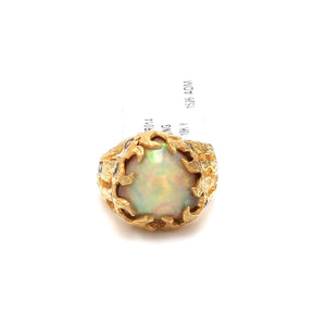 Jewelove™ Rings Women's Band only Designer Opal Gold Ring with Diamonds for Women JL AU ADR013