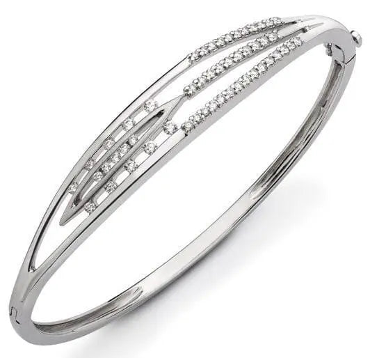 18k White Gold Designer-Inspired Bangle Bracelet – Exeter Jewelers