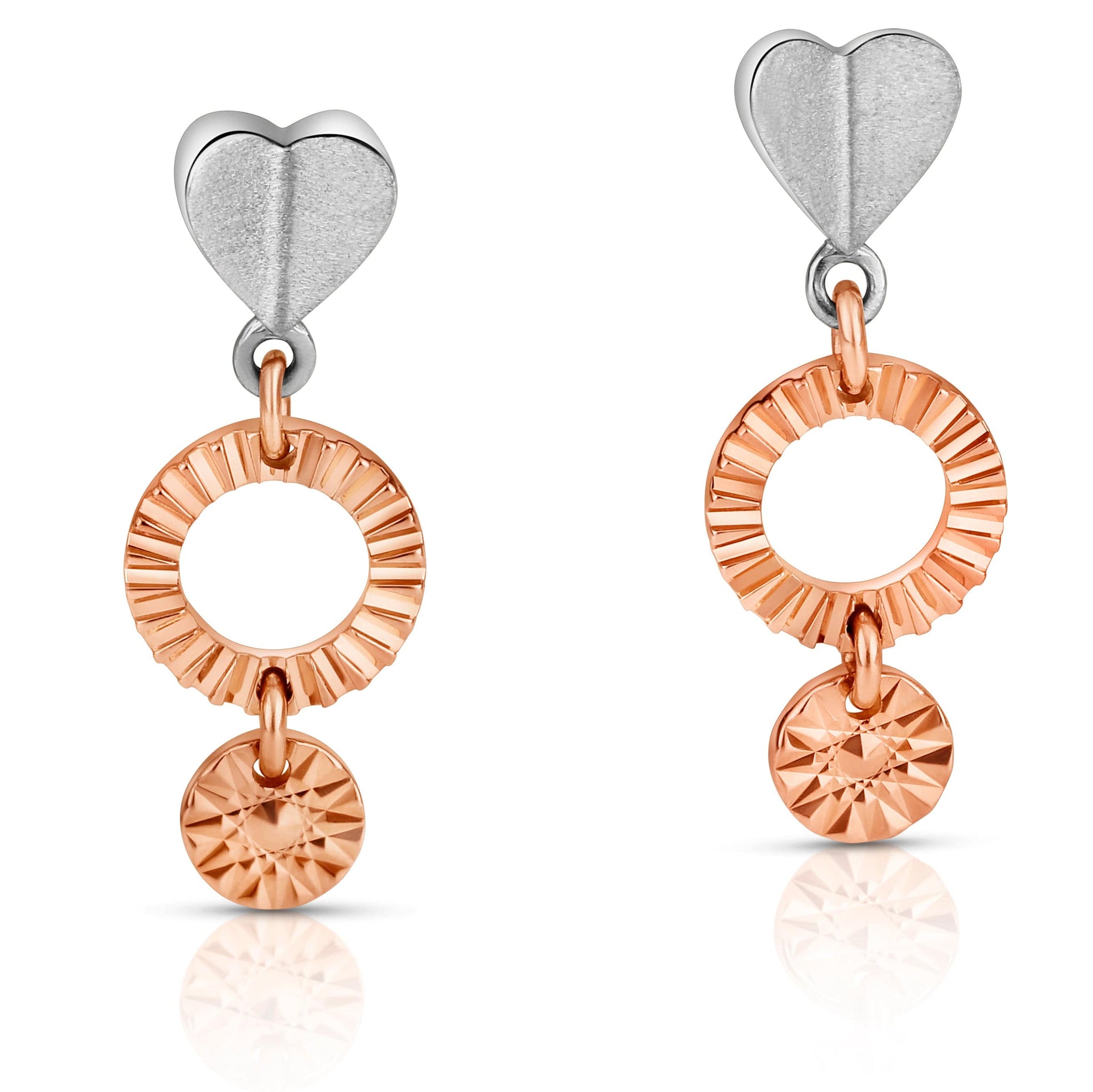 Jewelove™ Earrings Designer Plain Platinum & Rose Gold Earrings JL PT E 213