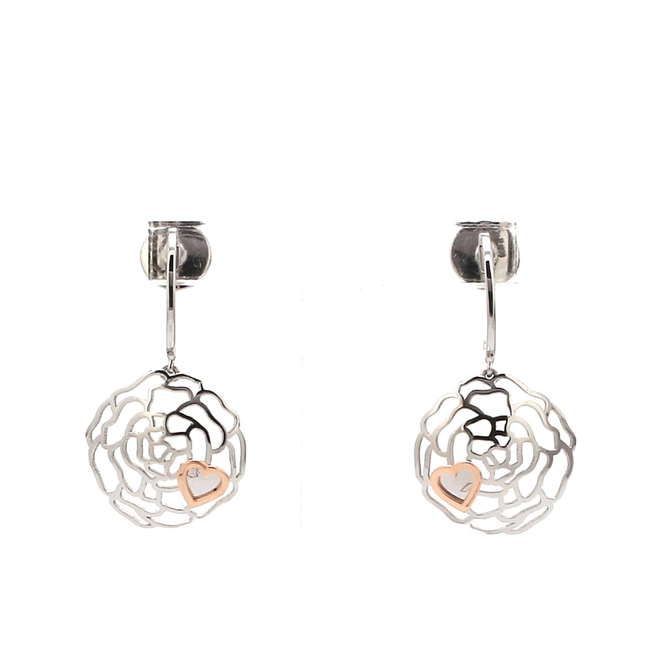 Jewelove™ Earrings Designer Plain Platinum & Rose Gold Earrings JL PT E 214