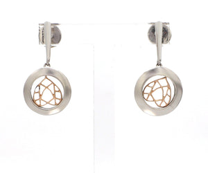 Jewelove™ Earrings Designer Plain Platinum & Rose Gold Earrings JL PT E 219