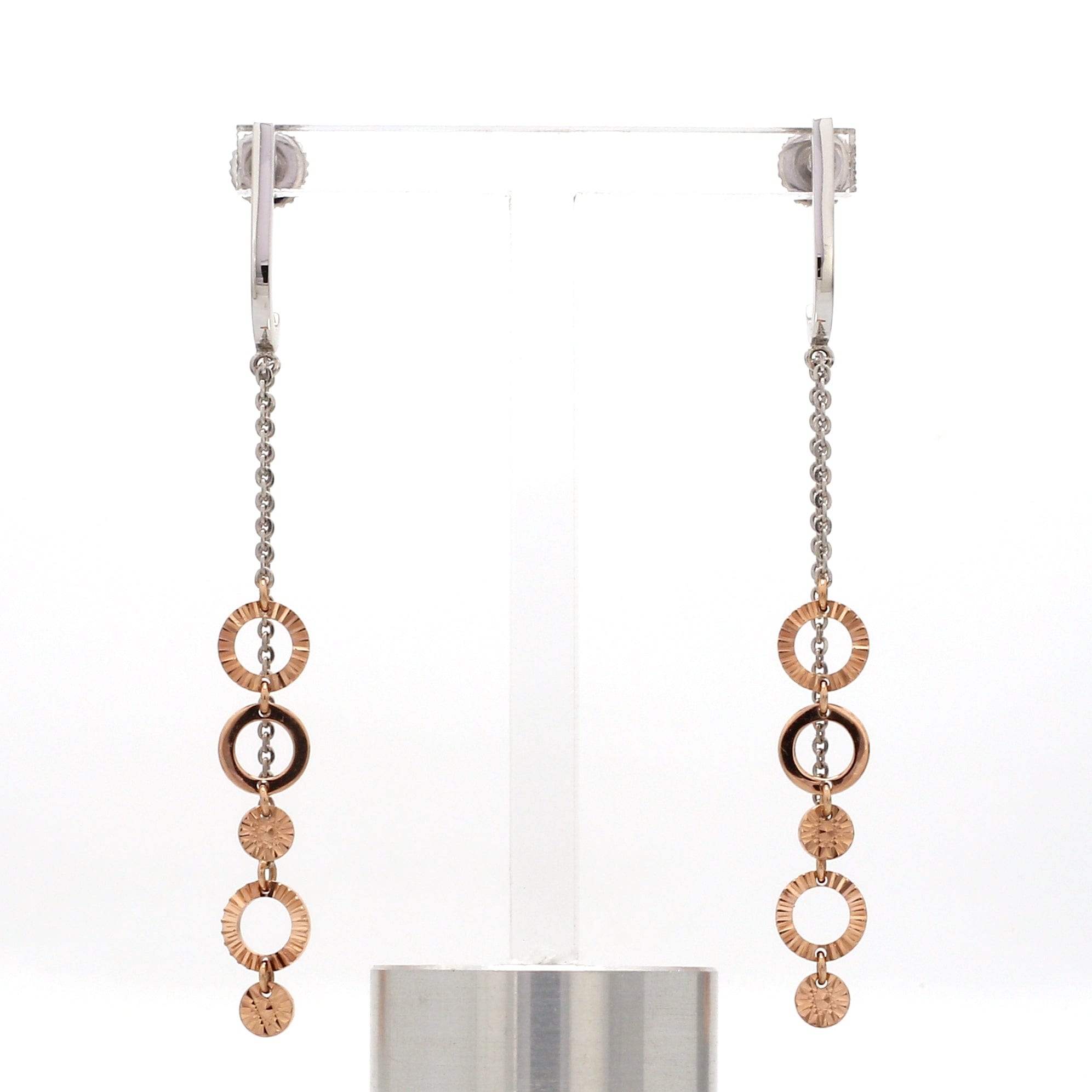 Jewelove™ Earrings Designer Plain Platinum & Rose Gold Earrings JL PT E 764