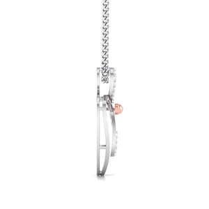 Side View of Designer Platinum of Rose Double Heart Pendant with Diamonds JL PT P 8082