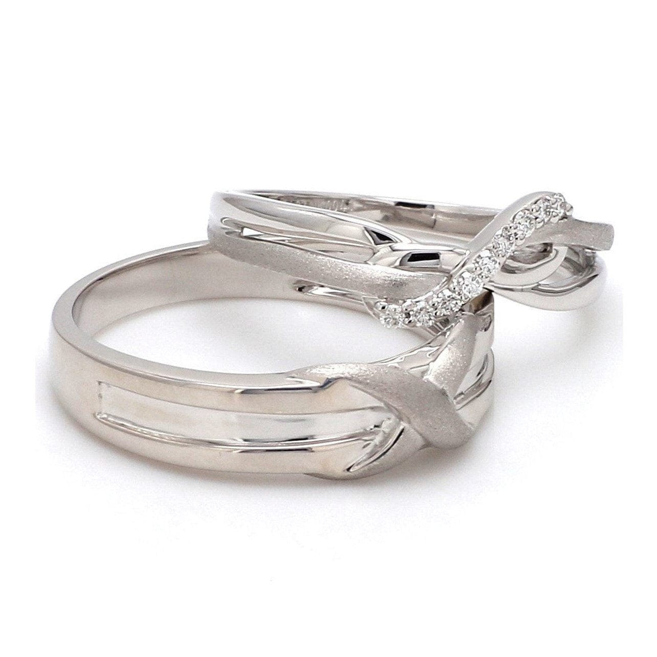 Jewelove™ Rings Designer Platinum Couple Rings for Him & Her JL PT 536